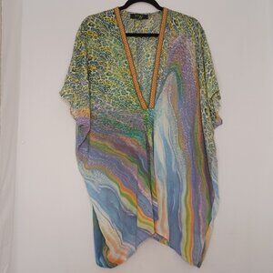 Women's Poeme Sheer Lightweight Animal/Marble Print Cover Up/Tunic Size Medium